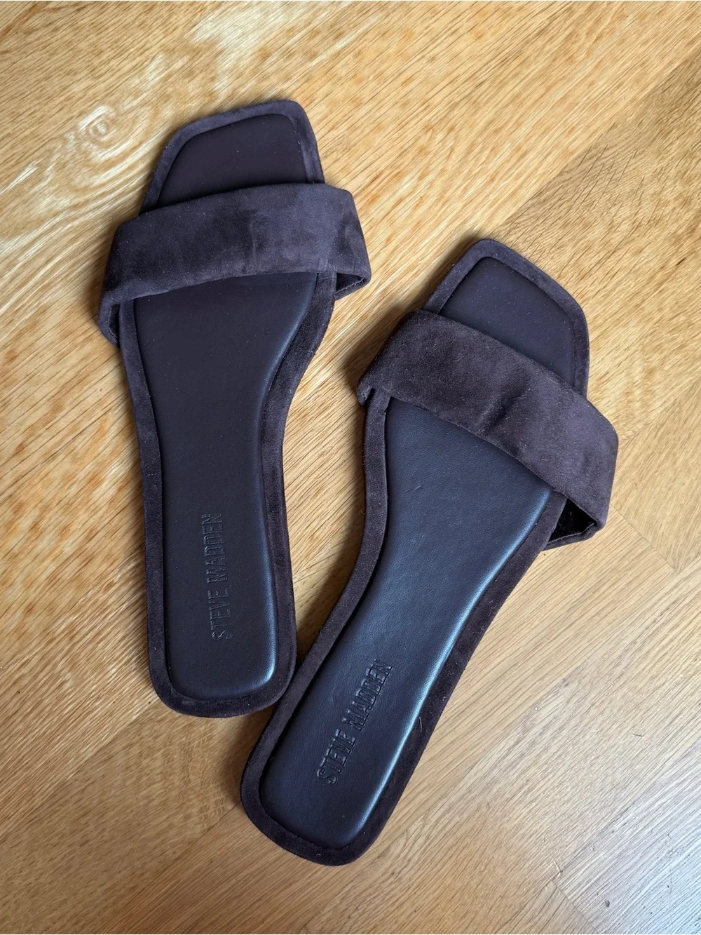 Steve Madden Lumina Brown Suede Slide Sandals - Women's